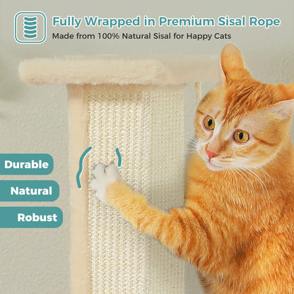Large Cat Scratching Post with Woven Sisal and Dangling Ball Toy