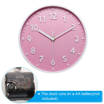 8 Inch Wall Clock 3D Number Quartz Battery Operated