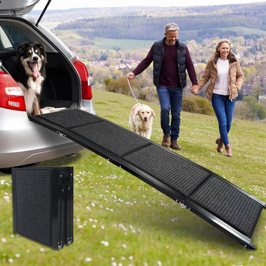 Ramp for Home/Vehicle, 63" Long & 17" Wide, Folding Pet Ramp with Non-Slip Rug Surface