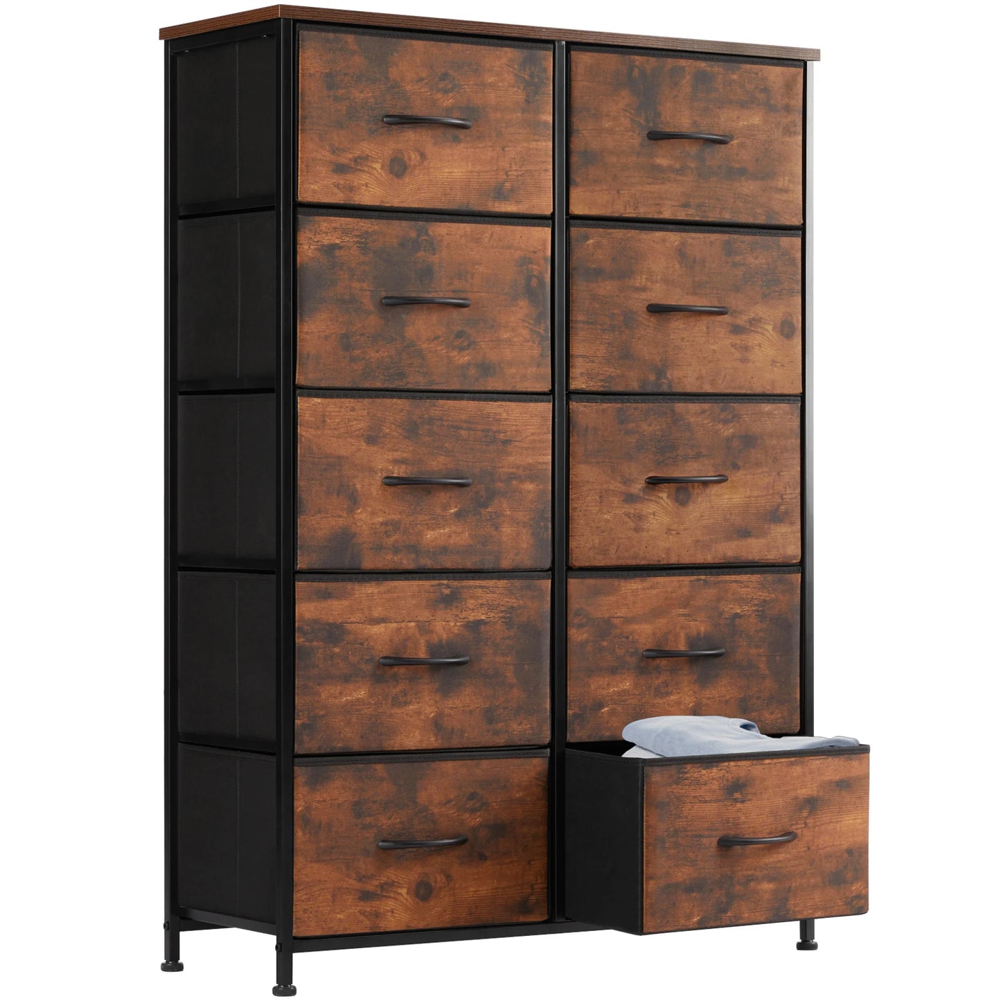 10 Drawer Chest With 10 Fabric Drawers - Steel Frame Design