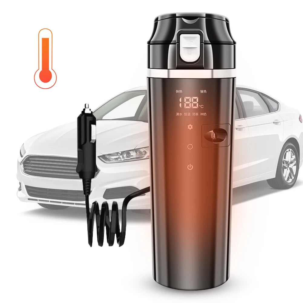 The Travel Mug Warmer, 12V/24V, Electric Stainless Steel Smart Mug with Digital LCD Display