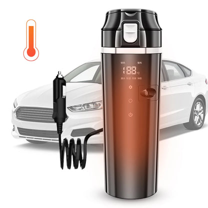 The Travel Mug Warmer, 12V/24V, Electric Stainless Steel Smart Mug with Digital LCD Display