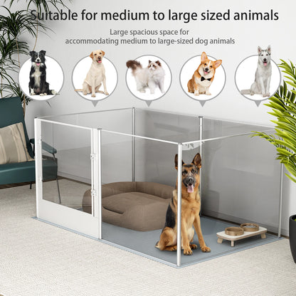 Thick Acrylic Pet Playpen - Multi-functional with Waterproof Pad , Secure Locks and Anti-Slip Base