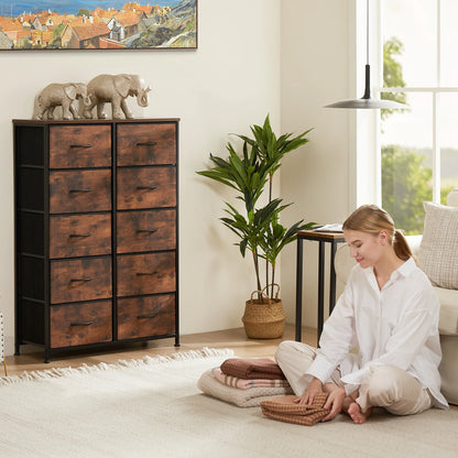 10 Drawer Chest With 10 Fabric Drawers - Steel Frame Design