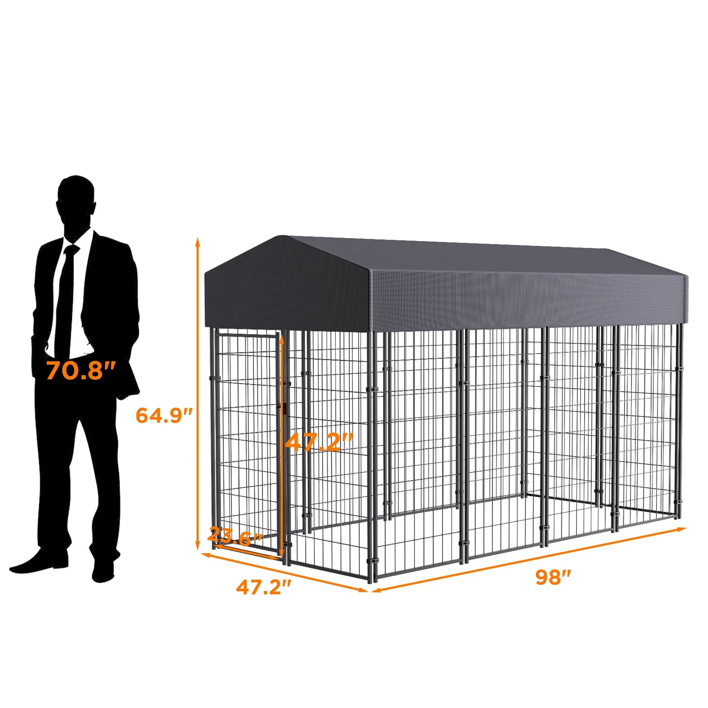Large Pet Enclosure, Welded Wire with UV Protection, Waterproof  Roof Cover Heavy Duty