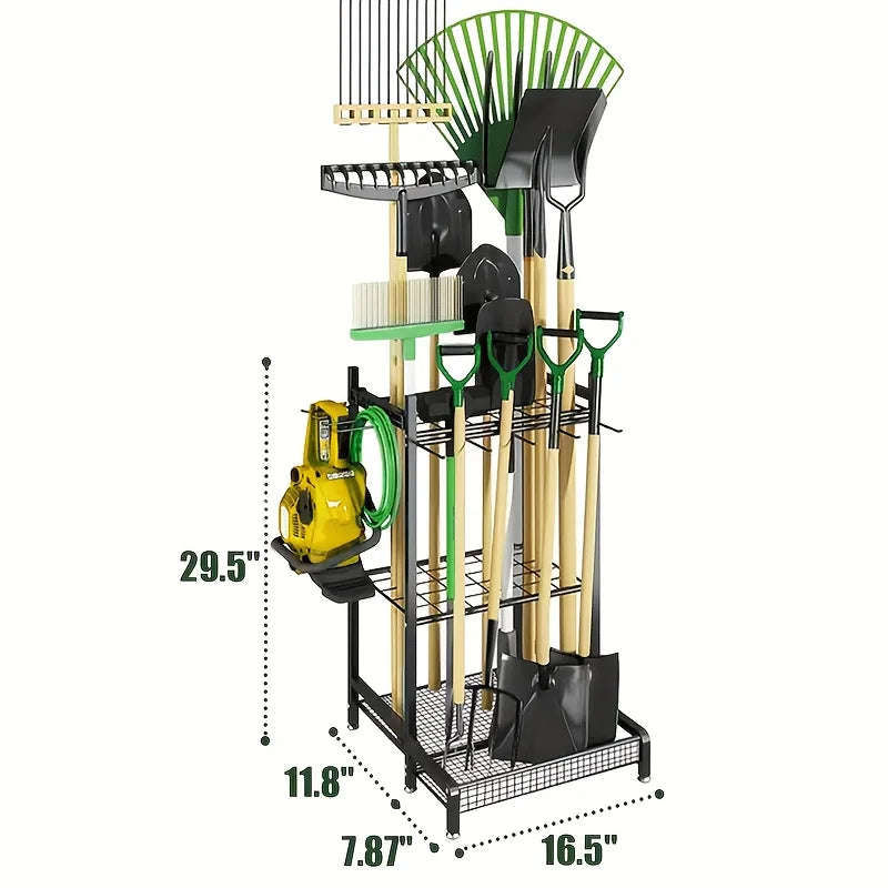 Garden tool rack, storage, heavy-duty, organizer