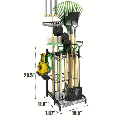 Garden tool rack, storage, heavy-duty, organizer