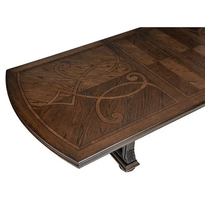 Elegant Formal 5-Piece Dining Set with Extension Leaf Table & 4 Chairs - Dark Oak Finish