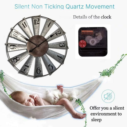 30inch Windmill Distressed Rustic Metal Wall Clocks