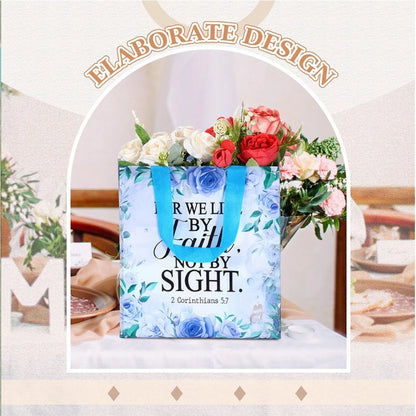 32 Pcs Bible Verse Flower Gift Bags with Handles -Reusable