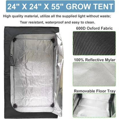 24x24x55 Grow Tent w/ Complete Kit-High Reflective Mylar