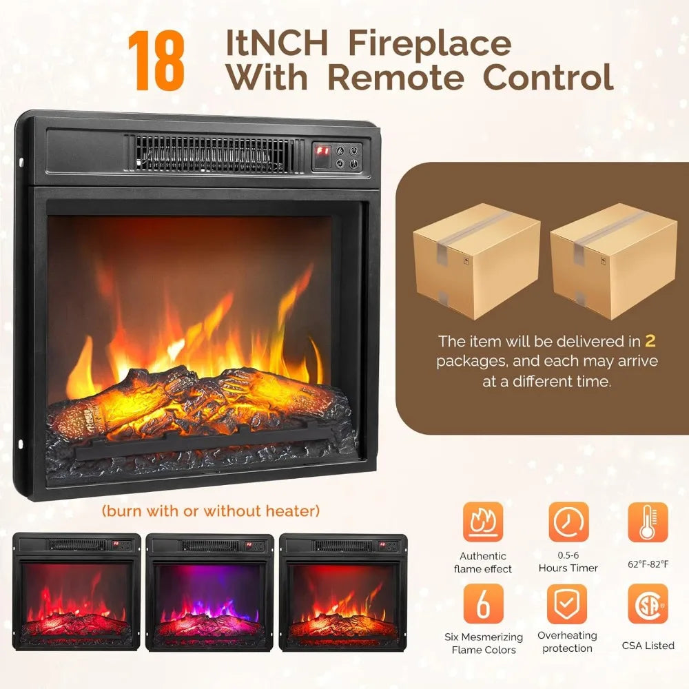 Corner Electric Fireplace TV Stand up to 55 inch TVs w/ Glass Doors