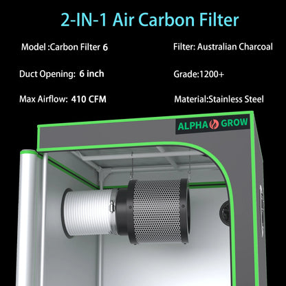24"x24"x48" Grow Tent Kit With 6 Inch Air Carbon Filter, Australian Virgin Charcoal & Speed Controller