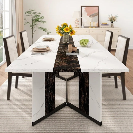 71" Modern Dining Table - comfortably seats 6-7 people, Resists water, oil, scratches, and stains