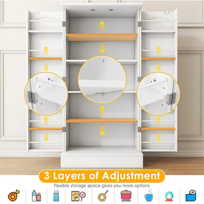 47” Freestanding Pantry Cabinet, Storage Cabinet with Doors and Adjustable Shelves