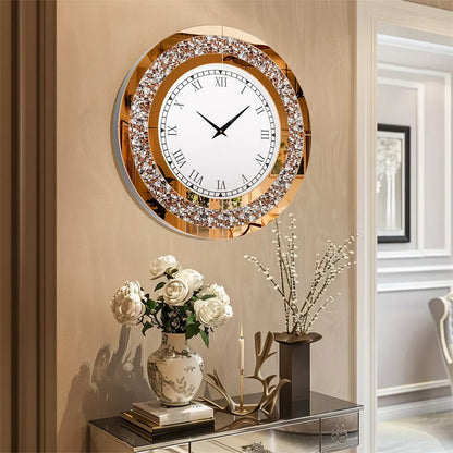 32inch Large Diamond Crystal 3D Wall Clock with Roman Numerals