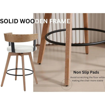 Modern Swivel Bar Stools, Set of 4, 26" Upholstered Counter Height with Footrest