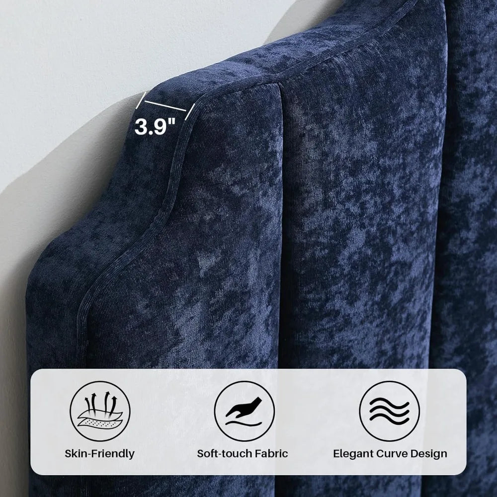 Vertical Queen Size Chenille Upholstered Headboard with Adjustable Height and Width