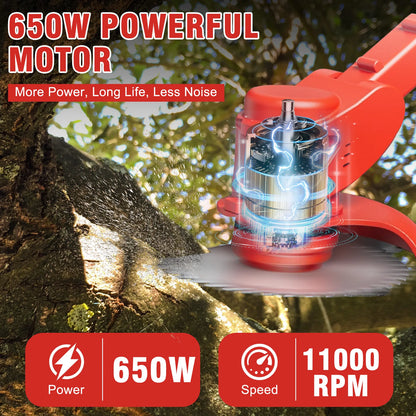 21V Cordless Grass Trimmer, 3-in-1 Brush with Wheels, 24V Lithium-ion battery