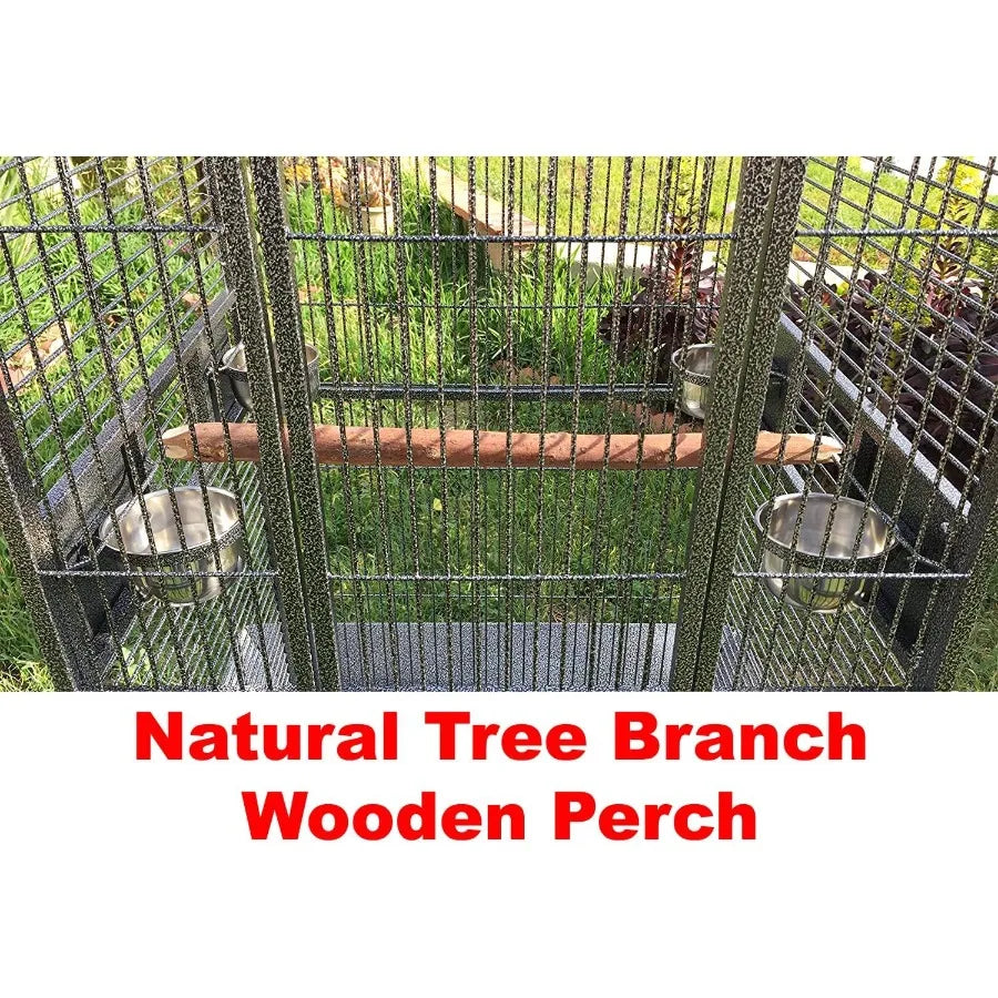 Extra Large Wrought Iron Bird Cage w/ Double Ladders, Open Play Top, On Wheels