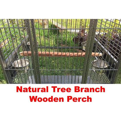 Extra Large Wrought Iron Bird Cage w/ Double Ladders, Open Play Top, On Wheels