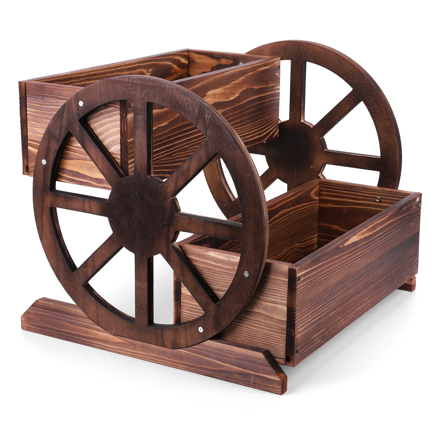 Wooden Wagon Planter Box with Wheels