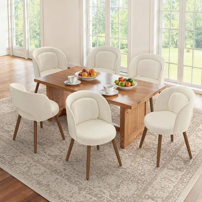 Set of 6, Modern Kitchen Chairs with Solid Wood Legs, Upholstered