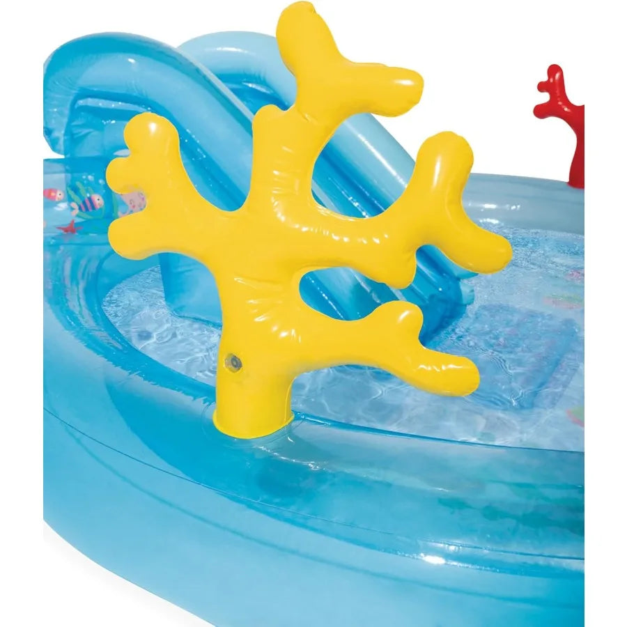 Under The Sea Inflatable Kiddie Pool with Water Sprayer and Slide