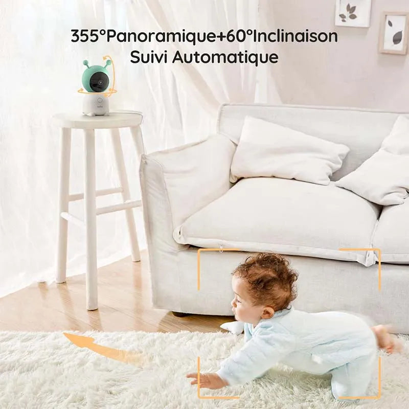 Baby Monitor Camera,  360° Rotation with Phone App, Night Lights, Motion Monitoring