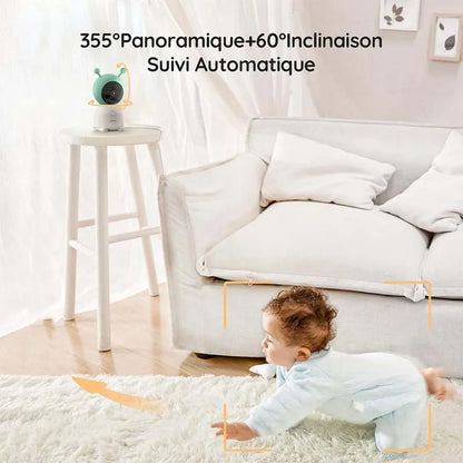 Baby Monitor Camera,  360° Rotation with Phone App, Night Lights, Motion Monitoring
