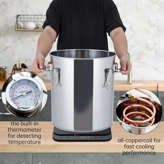 13.2 Gal/50L Brewing Kit , 3 Stainless Steel Pots with Built-in Thermometer, Water Pump and Attachments
