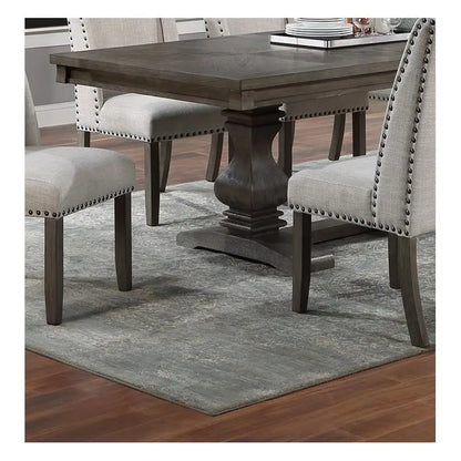 Traditional 9-Piece Dining Set w/ Leaf, 8 Side Chairs, Pedestal Base, Oak Finish