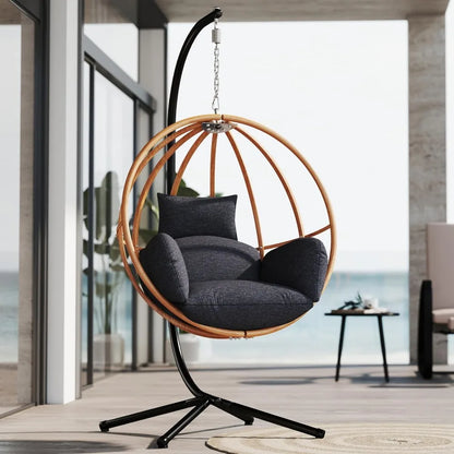 Hanging Egg Chair with Cushions, Heavy Duty, 400LBS with Stand