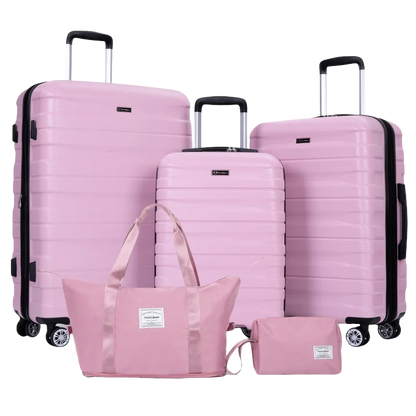 3 Piece Hardcase Luggage Sets with TSA Lock include Travel Duffle and Toiletry Bags