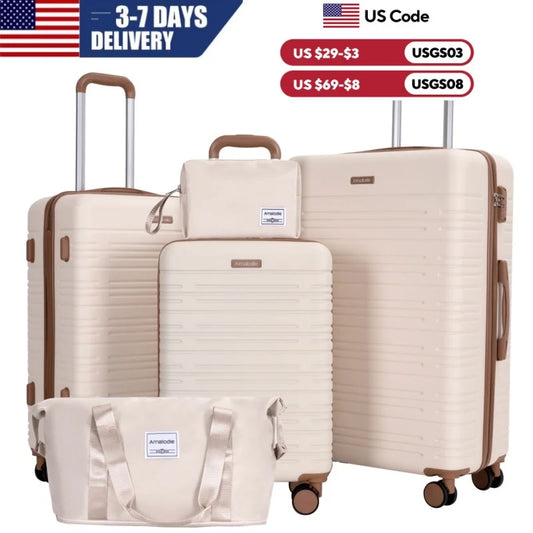 Hard Case Luggage Sets w/ 3 Suitcases with Double Spinner Wheels and TSA Lock