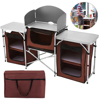 Outdoor Kitchen Table Cabinet - Cooking, Storage, Foldable w/bag
