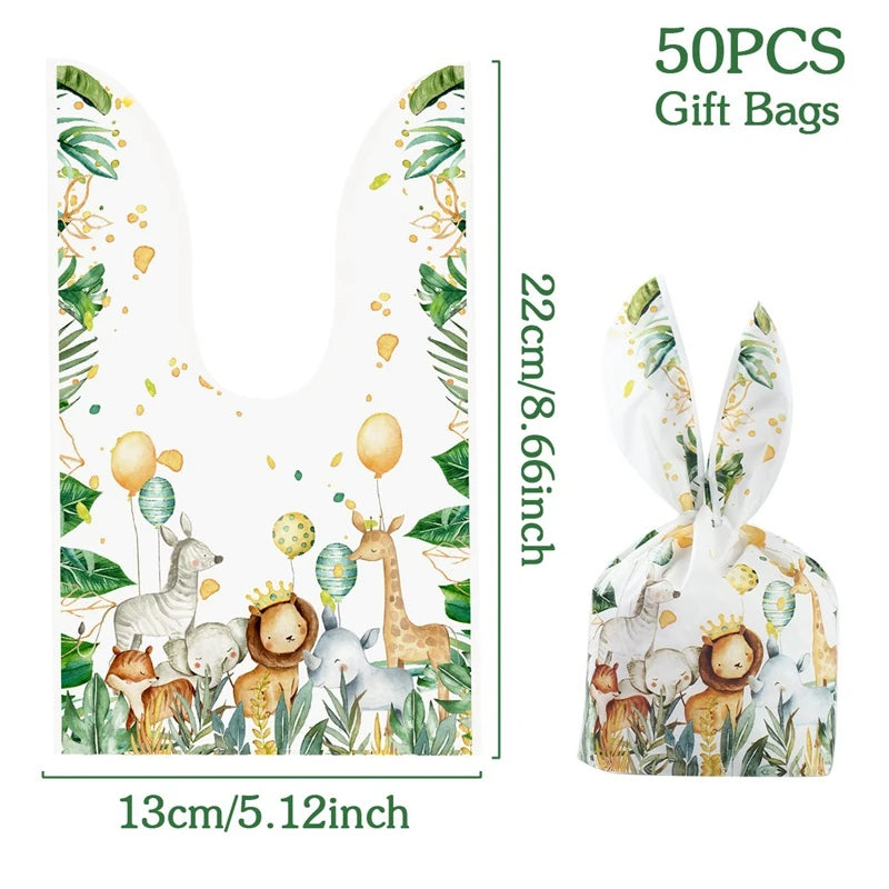 50pcs Rabbit Ear Bags, Cartoon Plastic Bags for Snacks, Cookies, Candy