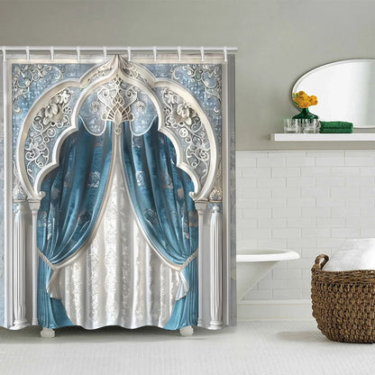 4pc Gorgeous Bath Curtain Set, 2D flat printed partition curtain