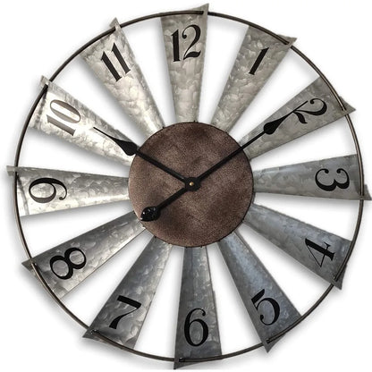 30inch Windmill Distressed Rustic Metal Wall Clocks
