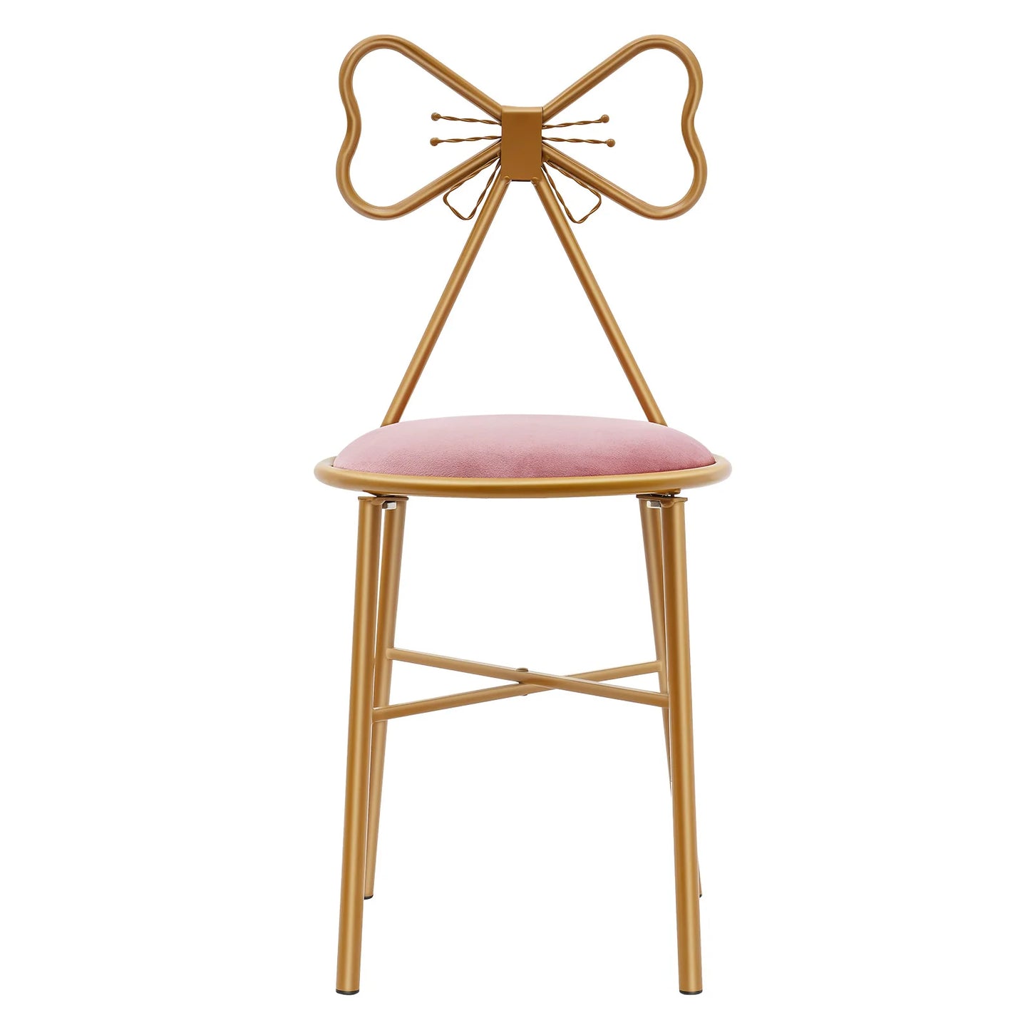 Elegant Pink Butterfly Backrest Chair with Soft Cushion, up to 220 lbs. Load w/Iron Frame