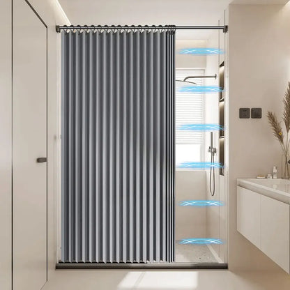 Privacy Bathroom Divider, Foldable Magnetic Shower Curtain, Waterproof with 14 Hooks