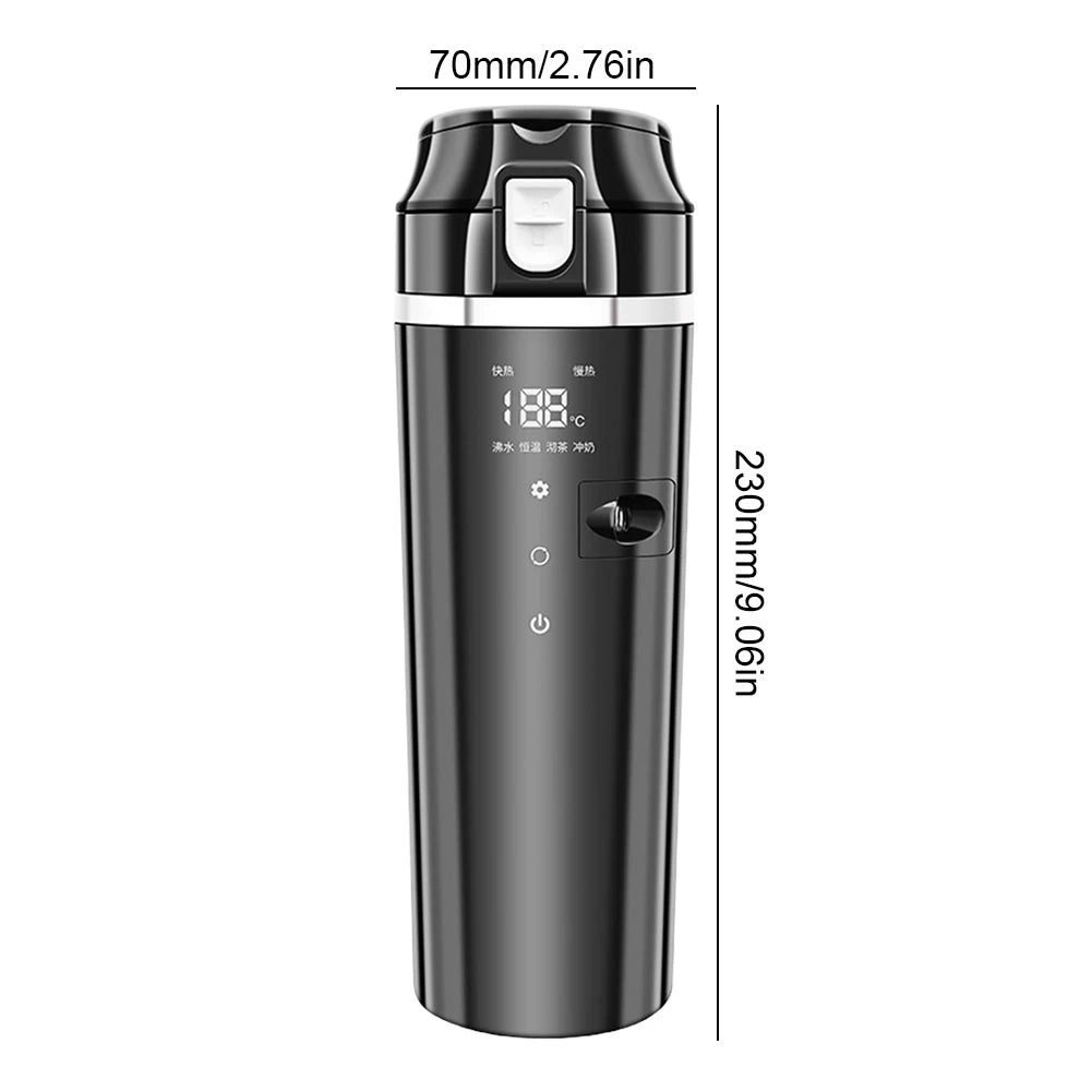 The Travel Mug Warmer, 12V/24V, Electric Stainless Steel Smart Mug with Digital LCD Display