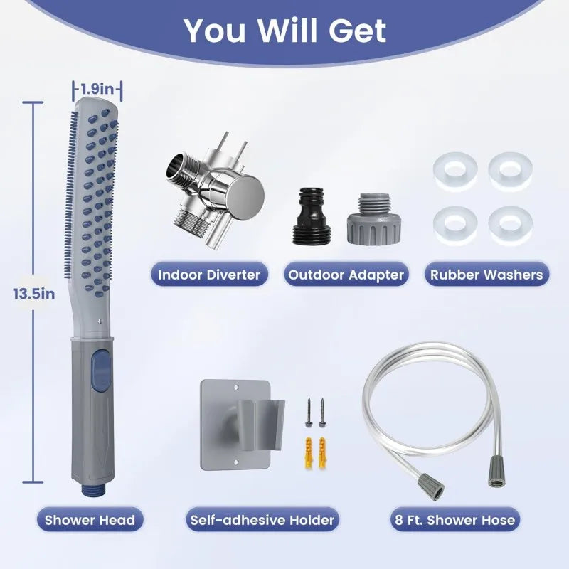 Dog Shower Wand with Attachments including 3 Spray Modes and 8 foot Hose
