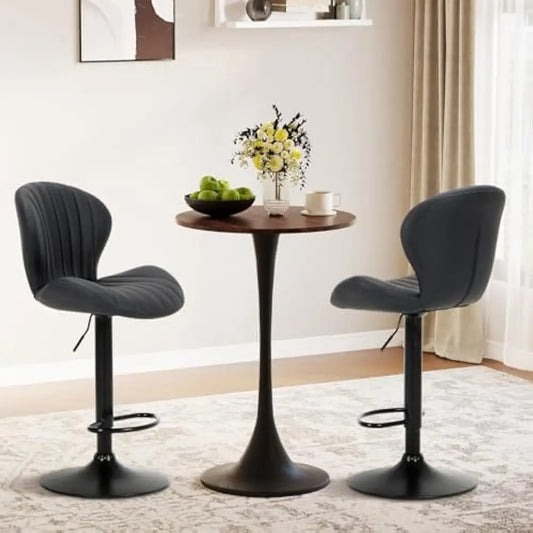Set of 4 Adjustable Stools w/Faux Leather, Counter Height with High Backrest