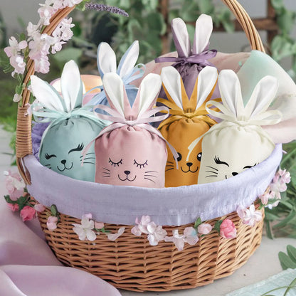 12-24pcs Easter Bunny Bags, Velvet, Bunny Ear Gift Bags