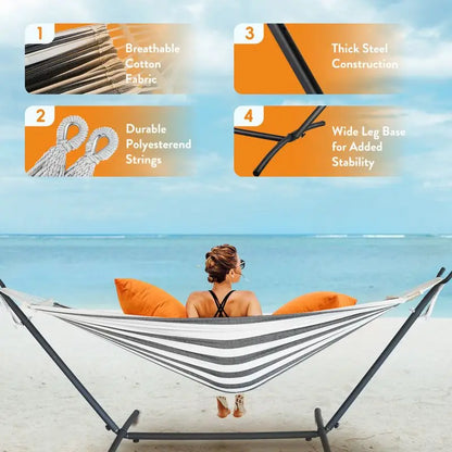 Hammock with Adjustable Stand  w/Storage Bag,