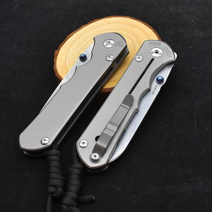 S35VN Blade w/Titanium Handle and Sheath-Stone Wash Titanium Alloy