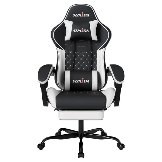 Desk/Gamer Chair with Massage, Lumbar Support, Swivel, Height Adjustable and Headrest Backrest