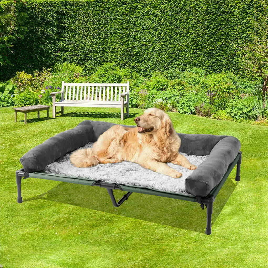 Indoor/Outdoor Elevated Pet Lounger with Detachable Plush Bolster