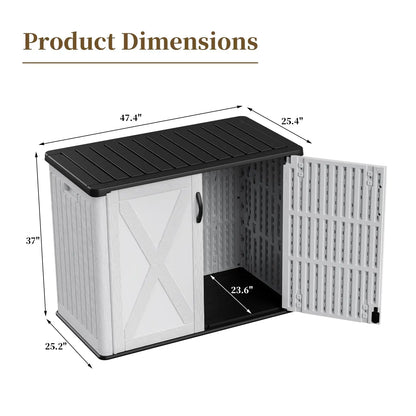Outdoor Storage Cabinet with Lockable Door, Waterproof-Horizontal Storage Shed, 25 Cu. ft.
